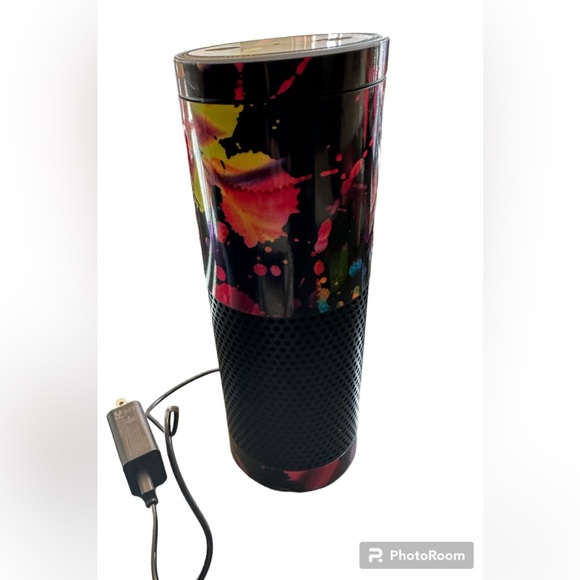 Echo Plus with built-in Hub 1st Generation– Black , has Multicolor Vinyl wrap - Picture 2 of 7